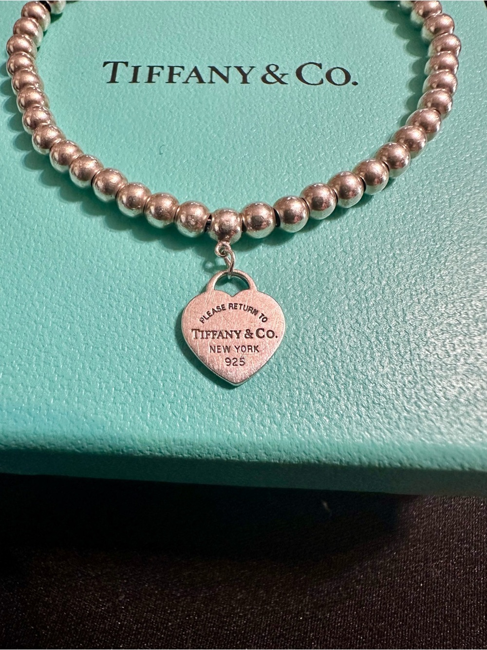 Tiffany & Co. Silver Bead Bracelet with Heart Charm - Silver - Picture 2 of 7